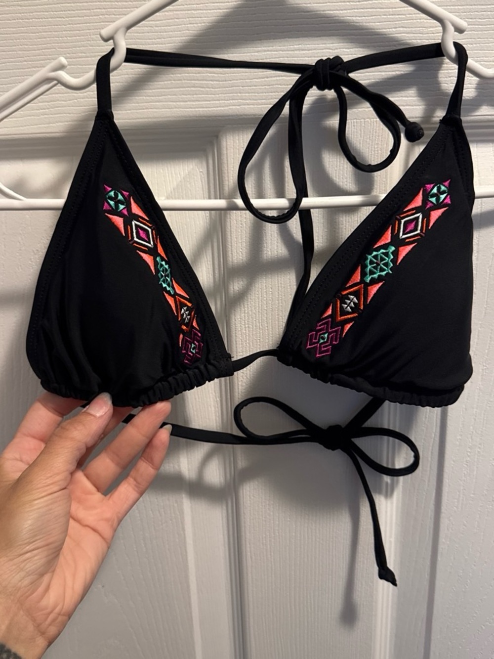 Empyre Black Bikini Top with Embroidered Neon Accents